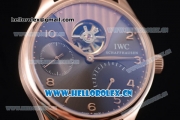 IWC Portuguese Tourbillon Asia ST25 Automatic Rose Gold Case with Black Dial Arabic Numeral Markers and Black Leather Strap