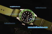 Rolex Submariner X Limited Edition Rolex 3135 Automatic Movement Steel Case with Black Dial and Green Nylon Strap