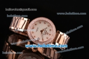 Omega De Ville Ladymatic Swiss ETA 2824 Rose Gold Case Rose Gold Bracelet with Diamond Bezel and White Dial