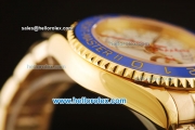 Rolex Yachtmaster II Oyster Perpetual Swiss ETA 2813 Automatic Full Gold with Blue Bezel and White Dial