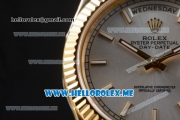 Rolex Day-Date Clone Rolex 3255 Automatic Yellow Gold Case/Bracelet with Silver Dial and Stick Markers