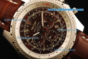 Breitling Bentley Motors Chronograph Miyota Quartz Movement Steel CAse with Brown Dial and Brown Leather Strap