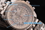 Breitling Bentley Chronograph Quartz Movement Silver Case with White Dial and SS Strap