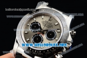 Rolex Daytona Chrono Clone Rolex 4130 Automatic Steel Case with Grey Dial Ceramic Bezel and Black Rubber Strap Black Subdials(EF)