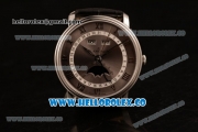 BlancPain Villeret Miyota 9015 Automatic Steel Case with Gray Dial and Black Leather Strap - (AAAF)