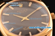 Rolex Cellini Danaos Swiss Quartz Yellow Gold Case with Black Leather Strap Black Dial Stick Markers