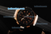 Hublot Big Bang King Chronograph Miyota Quartz Movement Black Dial with Gold Markers/Numerals and Black Rubber Strap