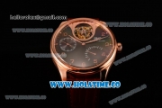 IWC Portuguese Tourbillon Mystere Swiss Tourbillon Automatic Rose Gold Case with Black Dial Rose Gold Arabic Numeral Markers and Brown Leather Strap (FT)