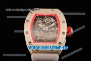 Richard Mille RM 055 Bubba Watson Tourbillon Manual Winding Steel Case with Skeleton Dial and Dot Markers - Red Inner Bezel