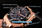 Audemars Piguet Royal Oak Offshore Chronograph Swiss Valjoux 7750 Automatic Rose Gold Case with PVD Bezel Stick Markers and Black Rubber Strap