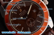 Breitling Super Ocean Automatic Movement Black Dial with Brown Bezel and Leather Strap