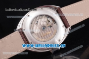 Cartier Cle de Cartier Tourbillon Asia Automatic Steel Case with White Dial Roman Numeral Markers and Brown Leather Strap
