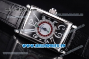 Franck Muller Long Island Las Vegas Asia 2813 Automatic Steel Case with Black Dial Arabic Numeral Markers and Black Leather Strap