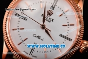 Rolex Cellini Time Asia 2813 Automatic Rose Gold Case with White Dial Brown Leather Strap and Stick/Roman Numeral Markers