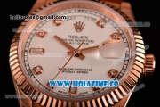 Rolex Day-Date Asia 2813/Swiss ETA 2836/Clone Rolex 3135 Automatic Rose Gold Case with Diamonds Markers and White Dial (BP)