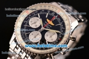 Breitling Navitimer Chrono Swiss Valjoux 7750 Automatic Full Steel with Black Dial and Silver Stick Markers - 1:1 Original (Z)