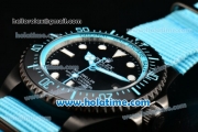 Rolex Sea-Dweller Deepsea Asia 2813 Automatic PVD Case with Black Dial and Blue Nylon Strap