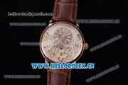 Audemars Piguet Jules Audemars Skeleton Tourbillon Asia ST25 Automatic Rose Gold Case Brown Dial Roman Numeral Markers and Brown Leather Strap