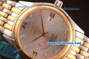 Omega De Ville Prestige Automatic Full Steel with Yellow Gold Bezel and Diamond Markers
