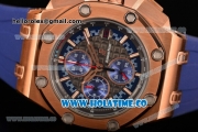 Audemars Piguet Royal Oak Offshore Miyota Quartz Rose Gold Case with Grey/Blue Dial and Blue Rubber Strap - Stick Markers (EF)