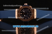 Hublot Big Bang Chrono Swiss Valjoux 7750 Automatic Rose Gold Case with Blue Dial and Blue Rubber Strap (YF)