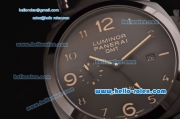 Panerai Luminor 1950 3 Days GMT PAM00441 Automatic PVD Case with Black Dial and Black Leather Strap