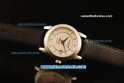 Patek Philippe Calatrava Swiss ETA 2836 Automatic Steel Case with White Dial and Black Leather Strap