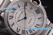 Cartier Ballon Bleu De Quartz Full Steel with Diamond Bezel and White Dial