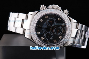 Rolex Daytona Oyster Perpetual Chronometer Automatic with White Diamond Bezel,Black Dial and Diamond Marking