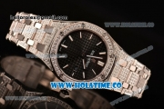 Audemars Piguet Royal Oak 33MM Miyota Quartz Diamonds/Steel Case with Black Dial Stick Markers and Diamonds Bezel (EF)