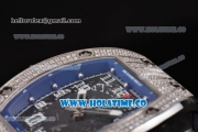 Richard Mille RM010 Miyota 9015 Automatic Steel/Diamonds Case with Skeleton Dial and Blue Inner Bezel