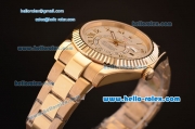 Rolex Sky-Dweller Asia 2813 Automatic Gold Case/Strap with Grey Dial and Roman Numeral Hour Markers