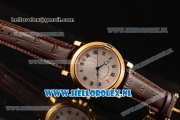 Breguet Marine Big Date Clone Breguet Automatic Yellow Gold Case with Blue Dial and Brown Leather Strap