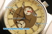 Ulysse Nardin Maxi Marine Chronograph Miyota OS20 Quartz Steel Case with Beige Dial and White Rubber Strap