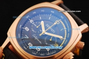 Ferrari Chronograph Miyota Quartz Movement Rose Gold Case with White/Yellow Arabic Numerals - Black Leather Strap