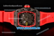 Richard Mille RM35-01 Bubba Watson Tourbillon Manual Winding Carbon Fiber Case with Skeleton Dial and White Dot Markers - Red Inner Bezel