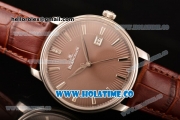 BlancPain Villeret Ultraplate Remontage Automatique Miyota 9015 Automatic Steel Case with Brown Dial and Stick Markers