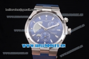 Vacheron Constantin Overseas Dual Time Asia ST30 Automatic Steel Case with Blue Dial Stick Markers and Blue Rubber Strap