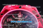 Hublot Big Bang UNICO Sapphire All Red Miyota Quartz Sapphire Crystal Case with Skeleton Dial and Red Rubber Strap Stick/Arabic Numeral Markers