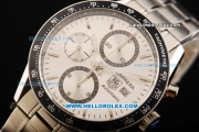 Tag Heuer Carrera Chronograph Swiss Valjoux 7750 Automatic Movement Steel Case with White Dial and Steel Strap