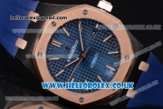 Audemars Piguet Royal Oak 36mm Asia ST16 Automatic PVD Case with Blue Dial Rose Gold Bezel and Blue Rubber Strap (EF)