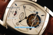 Parmigiani Kalpa XL Swiss Tourbillon Manual Winding Movement Steel Case with Brown Leather Strap