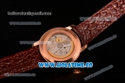 Vacheron Constantin Patrimony Miyota 9015 Automatic Rose Gold Case with Beige Dial Brown Leather Strap and Stick Markers