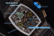 Richard Mille RM011 Swiss Valjoux 7750-SHG Automatic Black PVD Case with Black Rubber Strap and Skeleton Dial