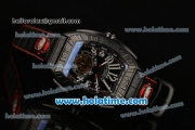 Franck Muller Conquistador Grand Prix Asia Automatic PVD Case with Black Leather Bracelet Black Dial and White Markers