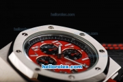 Audemars Piguet Royal Oak Offshore Japanese Miyota Quartz Movement with Red/Black Dial and Silver Case-Black Leather Strap