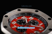 Audemars Piguet Royal Oak Offshore Chronograph Miyota Quartz Movement Red Dial with White Numeral Markers and Leather Strap