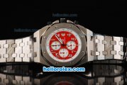 Audemars Piguet Royal Oak Offshore Japanese Miyota Quartz Movement with Red/White Dial and Silver Case-SS Strap