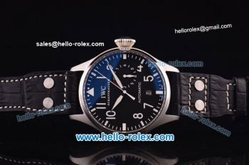 IWC Big Pilot Automatic with Power Reserve Steel Case with Black Dial and Black Leather Strap-7750 Modify