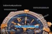 Breitling Chronomat Evolution Swiss Valjoux 7750 Automatic Steel Case with Blue Dial and Yellow Gold Roman Numeral Markers (BP)